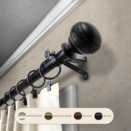 Kd 0.8125 in. Lucid Curtain Rod with 120 to 170 in. Extension, Black KD3721175